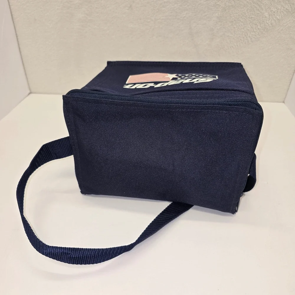 Snap-on Insulated Lunch Bag Cooler Zipper Navy USA‎ Logo Compact